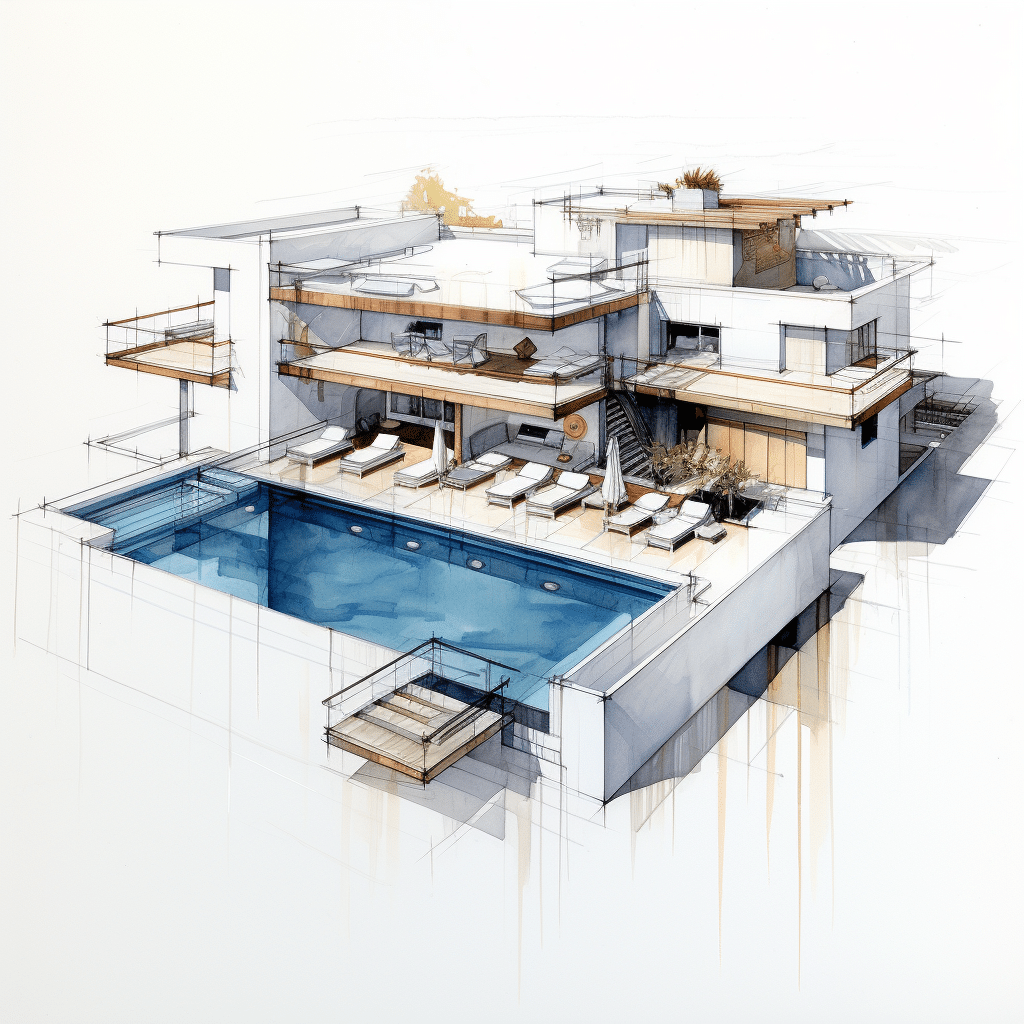 plan architecte piscine rooftop